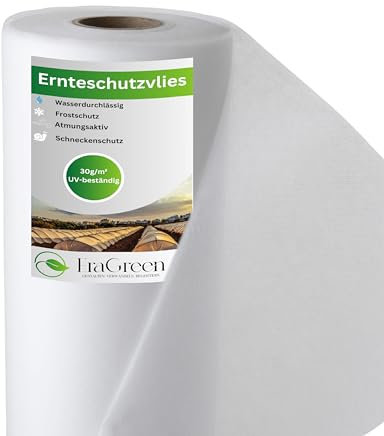 EraGreen Abdeckvlies 30g/m² in 1,6m Breite (Meterware) - Frostschutzvlies für Pflanzen, atmungsaktiver Wachstumsvlies, Frühbeetvlies, Gartenvlies zur Abdeckung von Gemüsebeeten