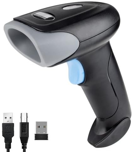 JIAN BOLAND Wireless Barcode Scanner USB Handheld Laser Bluetooth Barcode Scanner 1D 2D QR Screen Scanning Bar Code Reader Works with PC, iPad, Smartphone, Laptop-U26