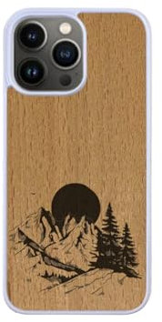 Enowood Handyhülle aus Holz für das iPhone Artisanal weiß - Paysage - iPhone 13 Mini - Hêtre