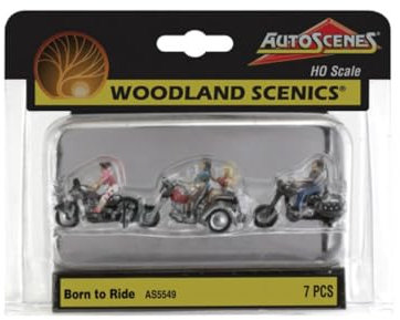 Woodland Scenics AS5549 Motorcyclist Motorcycle Trike Chopper Figures Track H0 HO 1:87