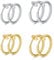 WKRTDY 4 Paar Edelstahl-Ohrclips für Männer & Frauen, gefälschte Ohrringe, kein Piercing notwendig, Ohrringe in Hoop-Ring- & Ear-Cuff-Design, perfekt für Männer & Mädchen, Gold und Silber