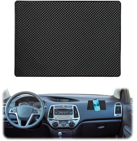 Tappetino Antiscivolo per Cruscotto Auto in Silicone Premium, 180x130mm,Riutilizzabile,Universale per Decorazioni Auto,Telefono, Occhiali, Monete - Nero