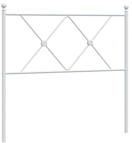 vidaXL Kopfteil, Bettkopfteil mit Metallbeine, Betthaupt für Bett Metallbett Einzelbett, Bettrückwand Bettzubehör Schlafzimmer, Weiß 90cm Metall