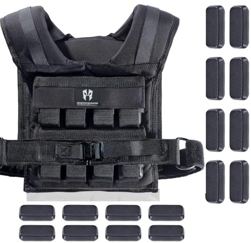 Spartan Shadow Weighted Vest 40 lbs - Black - Weighted Workout Vest for Men and Women - Adjustable, Heavy Duty, Compact, Iron Weights, Metal Buckle
