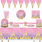 Kids Birthday Tableware Set Princess Pink Party Supplies Cups Plates Napkins Tablecloths Kids Party Supplies Table Decoration