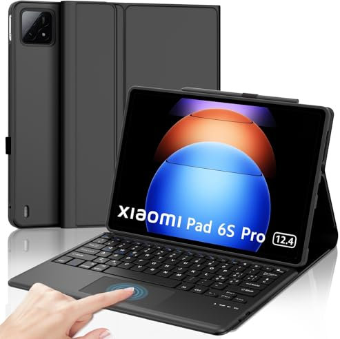 SENGBIRCH Tastiera Custodia per Xiaomi Pad 6S Pro 12,4'' 2024, Italiano QWERTY Tastiera Bluetooth Magnetica con Trackpad per Xiaomi Pad 6S Pro 12.4 Pollici, Nero