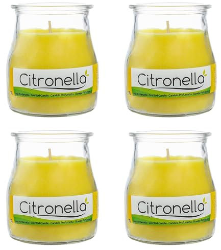 4 Stück Duftkerzen Citronella, Duftkerzen Citronella im Glas 7x6cm 24 Stunden Verbrennung