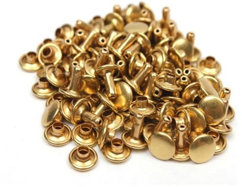 Mcoser 150 juegos de remaches de cuero dorados de 12 mm x 10 mm, remaches tubulares de metal de doble tapa para manualidades de cuero