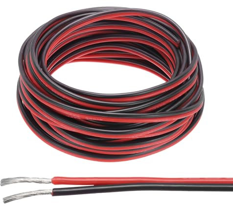 QUARKZMAN 9 Meter 14AWG 2mm² Elektrischer Draht Kabel, 2 adrig 200V Verzinntes Kupferkabel Silikon Flexibel Verlängerungskabel für LED Strip und Beleuchtung Automobil (Schwarz, Rot）