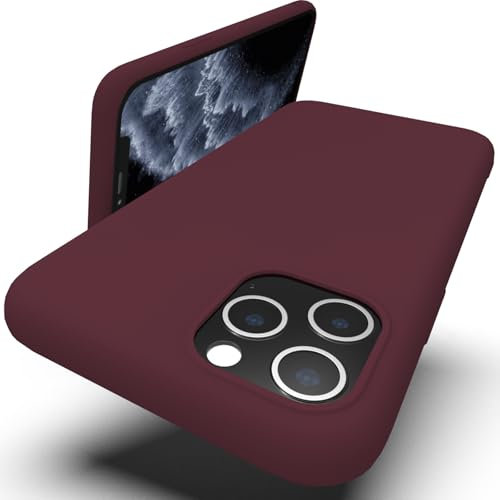 Zuvirelx Silikon Handyhülle für iPhone 11 Pro Hülle, Weiches Griff, Dünne, Minimalistisch, Stoßfest, rutschfest, Taschenpassend - Burgunderrot