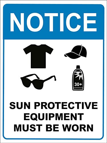 Avis : Le Port D'Un Équipement De Protection Solaire Est Obligatoire Panneau D'Avertissement Métal Tôle Signe Drôle Affiche Étain Vintage Métal Mur Signe Pour Café Parc Salon S