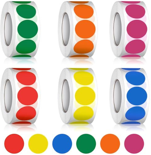 Bangbobi Bunte Klebepunkte - 3000 Stück, 25mm, Runde Aufkleber für die Organisation im Büro, Lager & mehr. Hochwertige Klebeetiketten