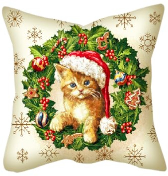 IL MAGGIOLINO | Gobelin 40x40 cm Einrichtungskissenbezug, Cat Gift Druck auf beiden Seiten, mit Nahtverdeckter Reißverschluss, Made in Italy