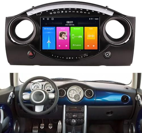 Dynavsal Autoradio Android con navigazione GPS, WiFi, Phone Mirrorlink, radio FM-RDS, Carplay, stereo audio auto radio di ricambio per BMW Mini Cooper S R50 R52 R53 2004-2007