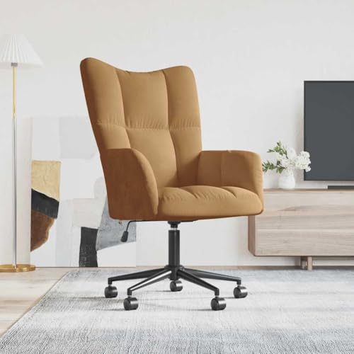 Myheimly Relaxsessel mit Rollen Höhenverstellbar Drehbar Fernsehsessel Polstersessel Polsterstuhl Relaxstuhl Sessel Ohrensessel Wohnzimmer Samt Relaxsessel Braun