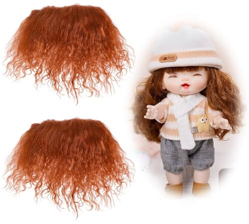 CHGCRAFT 2 Stück Puppenhaar Perücken für Herstellung und Basteln, DIY-Zubehör für Puppe Making, rötliches Braun