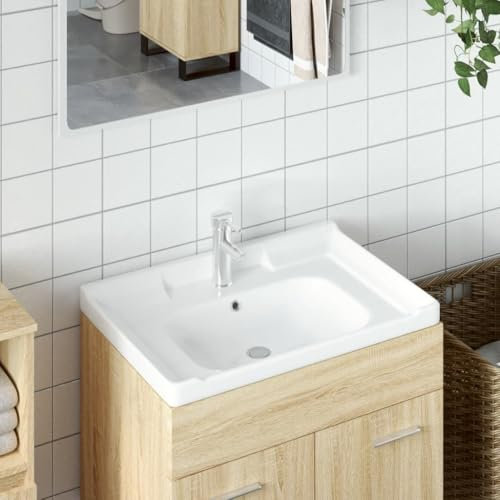 Xichuzi Lavabo de baño Rectangular cerámica Blanco 71x48x23 cm, Lavabo sobre Encimera, Lavabo Baño, Muebles De Baño, Mueble Lavabo