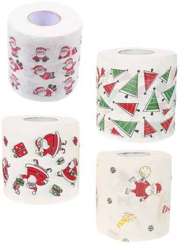 Ipetboom 4rollen Weihnachtliches Toilettenpapier Festlichen Motiven Für Bad Und Tischdekoration Weich Und Sanft Für Weihnachtsfeiern Und