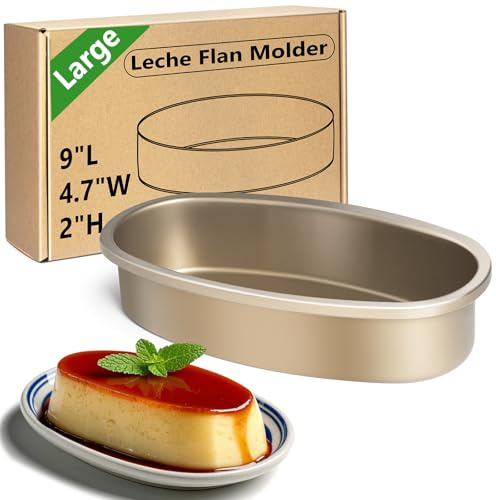 Kevenal Moldeador de flan de leche grande (9 pulgadas de largo x 4.7 pulgadas de ancho x 2 pulgadas de alto), molde tradicional filipino para flan de leche filipino antiadherente para postres