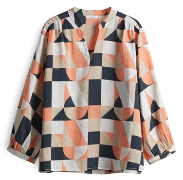 OPUS Damen Dreiviertelarmbluse | Bluse FALINDE Loose aus matt glänzedem Modal Mix Pale orange, 36