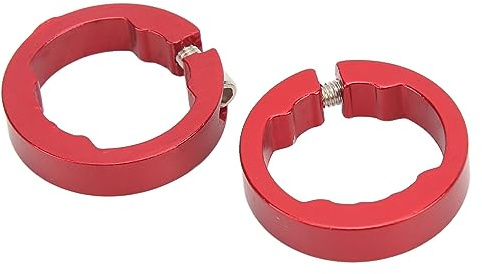 2 PCS Bike Grips Clamping Rings, Bike Grip Lock on Clamps Aluminum Alloy Grip Lock Rings for Securing Cycling Grips for 22.2mm Cycling Handlebar (Red)