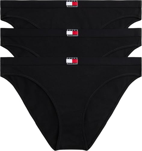 Tommy Hilfiger Damen 3er Pack Slips Bikini Form aus Baumwolle mit Stretch, Schwarz (Black/Black/Black), XL