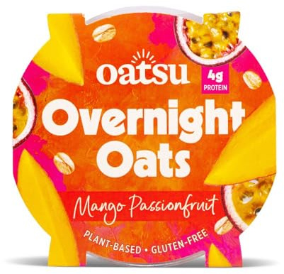 OATSU | Mango Passionfruit Overnight Oats | Ready To Eat Plant-Based Protein-Packed Instant Breakfast Cereal | Low-Sugar, Fibre-Rich | Ready-to-Eat Fresh Porridge (20 Pots)