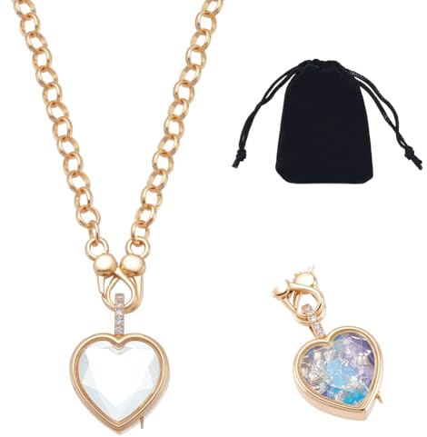 NBEADS Collana con Ciondolo Cuore, Medaglione Ricordo per Ceneri/Peli Animali Domestici, Collana Regalo Commemorativa con Sacchetto di Velluto