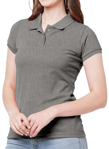 Looks Divine Gift Women's Polo Shirt Knitted Collar Cuffed Short Sleeves Ladies Casual Golf Top