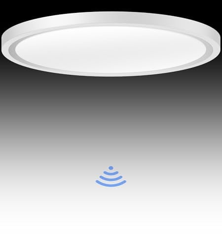 Aulaiyi Lampe mit Bewegungsmelder innen, Deckenlampe led Deckenleuchte mit Bewegungsmelder Radar sensor, Ultraflach Leuchte für Flur Treppe Küche Balkon Abstellraum, 4000K Neutralweiß, φ30CM