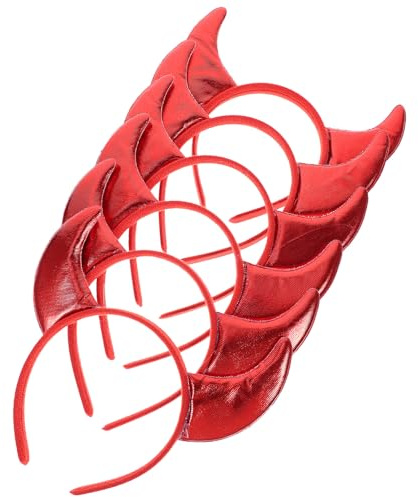 DIYEAH Lot de 6 Serrage-têtes Cornes de Diable Rouges Pailletés, Taille Unique, Accessoires pour Cheveux Halloween, Costume Femme et Homme, Bandeaux Cosplay Fête Déguisée Carnaval