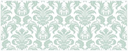 Wallario Küchenrückwand selbstklebend 115 x 50 cm, Motiv: Königliche Schnörkelei in weiß und grün | Spritzschutz abwischbar & pflegeleicht