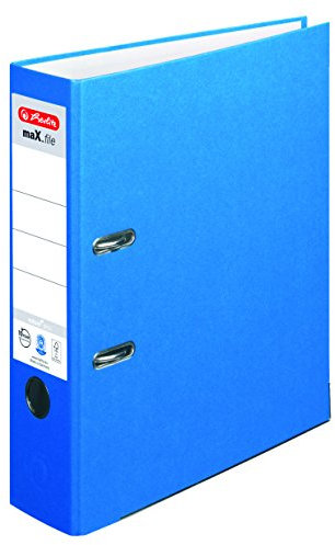herlitz Ordner A4 maX.file nature plus, A4, 8 cm Rückenbreite, Blau, aufgeklebtes Rückenschild, Kantenschutz, 1 Stück