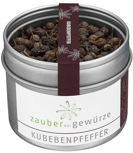 Zauber der Gewürze Kubeben Pfeffer ganz – Kubebenpfeffer mit kräftigem Aroma, ideal für Fleisch- und Gemüsegerichte, 35 g