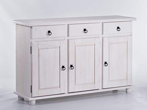 Sideboard Pinie Weiss Rio Classico Esszimmer Holz Pinie Massivholz Echtholz Farbe wählbar Brasilmöbel