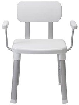 Croydex Modular Shower or Bathroom Seat with Back and Arms | Slip-Resistant Rubber Feet | Suitable for Users up to 100kg | Aluminium Legs