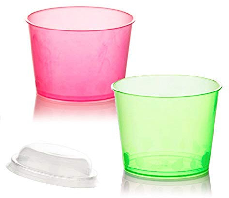 COPPETTE DI PLASTICA COLORATE CC 150 + COPERCHIO PER MACEDONIE YOGURT E GELATI PLASTIC CUP FOR ICE CREAM (400)