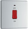 BG FPC74 Kontrollschalter für elektrische Herde mit LED-Stromanzeige, Einzelplatte, doppelpolig, Flache Platte, schraubenlos, poliertes Chrom, 45 A