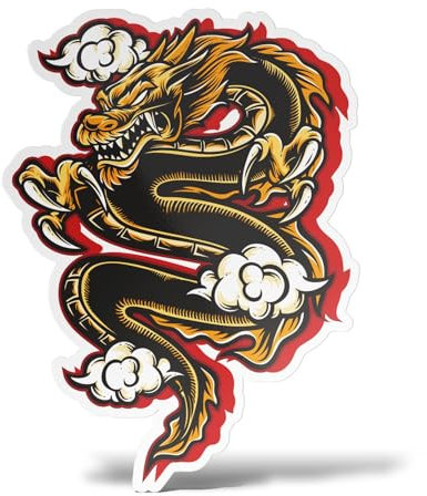 erreinge Autocollant de Dragon Chinois en Forme d'adhésif Autocollant PVC pour Mur Murale Auto Moto Casque Camper pour Ordinateur Portable - 20 cm