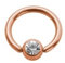 eeddoo Piercing-Ring Klemmring Kristall Rosegold Edelstahl Stärke: 1,2 mm Durchmesser 10 mm Ball 4 mm CC - Kristallklar