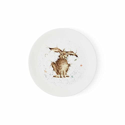 Portmeirion Home & Gifts Wrendale Coupe Plate Brained (Hare), Bone China, Multi Coloured, 20.7 x 20.7 x 1 cm