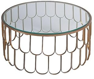 My Furniture Pino Table Basse en Laiton. Design Italien des années 50, en Acier Finition Laiton, Plateau en Verre trempé biseauté. Pièce maîtresse pour Le Salon. Table d'appoint Assortie Disponible.