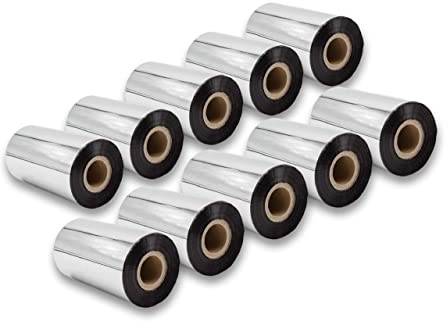 vhbw 10x Thermotransfer-Band kompatibel mit Printronix T5308, T5306, T5208 Drucker Etikettendrucker, Wischfest, 110 mm x 300 m, Wachs-Plus Schwarz