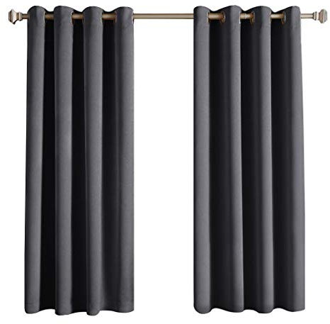 Rose Home Fashion Lot de 2 rideaux occultants à œillets pour chambre à coucher et salon Hauteur 175 cm Largeur 140 cm Gris foncé