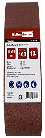 Woltersberger® 10 nastri abrasivi in tessuto, dimensioni 100 x 915 mm, grana P150, carta vetrata, per levigatrice a nastro/carta vetrata