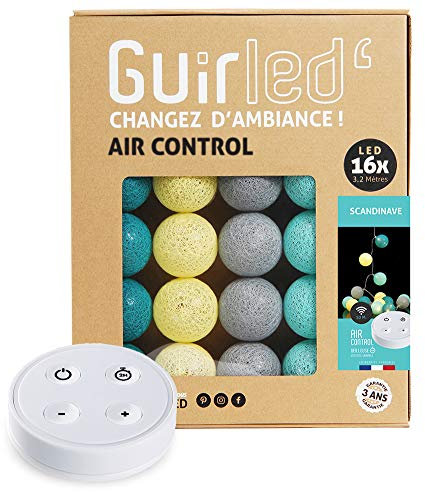 GuirLED - LED Baumwollkugeln Lichterkette USB - Drahtlose Fernbedienung - Baby Nachtlicht 2h - Dual USB 2A Netzteil enthalten - 4 Intensitäten – 16 Kugeln 1.6m - Skandinavisch