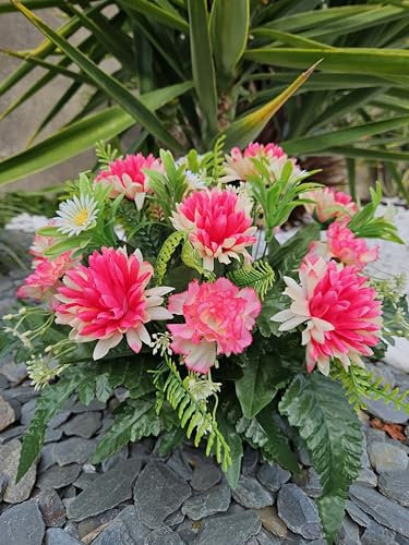 Roselynexpress Composition de Fleurs artificielles lesté Ciment pour Une Parfaite Tenue vu Son Poids et Son Pot en Forme de Charlotte. Réalisé par nos Soins, Fleurs de très Bonne qualité.