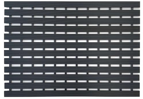 Nicoman Outdoor Slatted Mat Drainage Matt Duckboard Door Mat Garden Entrance Shed Garage Pool Non Slip Dirt Scraping Easy Clean – (Black, 61 x 43 cm)