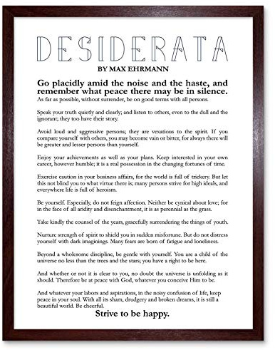 Wee Blue Coo Quote Typograph Phrase Poetic Prose Ehrmann Desiderata Art Print Framed Poster Wall Decor Kunstdruck Poster Wand-Dekor-12X16 Zoll