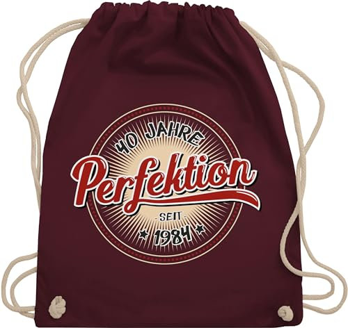 Turnbeutel Rucksack - Vierzig Jahre Perfektion seit 1984 - Unisize - Bordeauxrot - 40. geburtstag 40 sportbeutel stoff 40th birthday gym bag vierzigster taschen 40, tasche 40igsten sporttasche